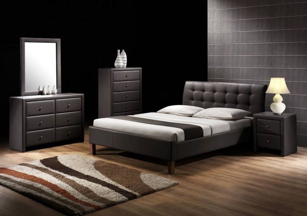 SAMARA 160 - łóżko tapicerowane czarne / białe 133