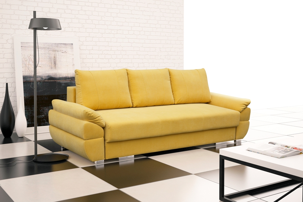 Luksusowa żółta kanapa z funkcją spania ANITA 5