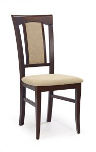 Krzesło KONRAD krzesło tapicerowane drewniane z tapicerowanym siedziskiem i oparciem ciemny orzech 99