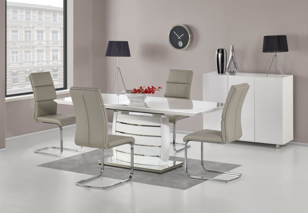 Duży stół do salonu rozkładany biały połysk ONYX 2