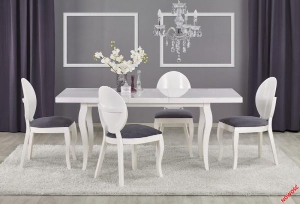 Stół klasyczny biały glamour rozkładany MOZART 140/180 1
