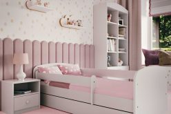 KIDS - łóżko łóżeczko kompletne bez wzoru 80x180 z szufladą i barierką 2