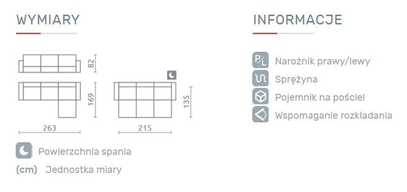 Narożnik z bokami z funkcją spania FANNES 3