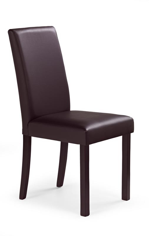 Krzesło NIKKO krzesło w ekoskórze ciemnobrązowej na drewnianych nogach z wysokim oparciem 102
