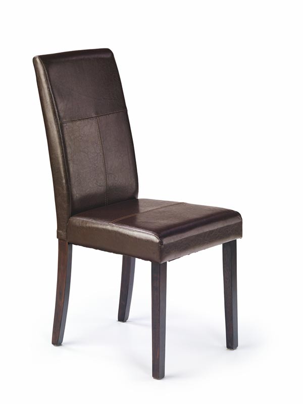 Krzesło KERRY BIS krzesło w ekoskórze ciemnobrązowej na drewnianych nogach z wysokim oparciem 98