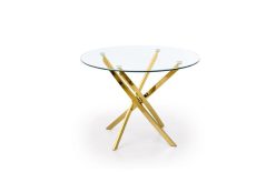 Stół okrągły szklany ze złotymi nogami lub srebrnymi glamour RAYMOND 21