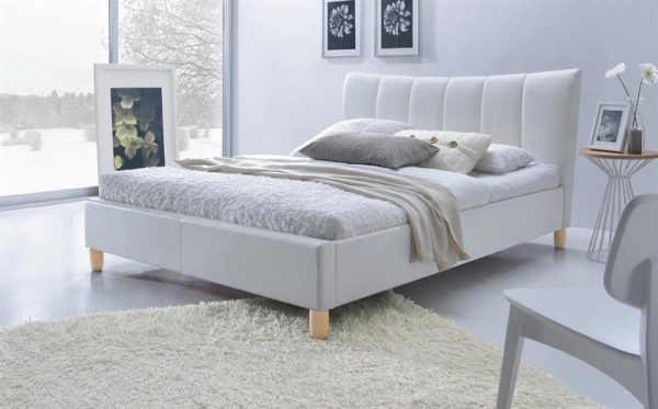 Białe łóżko 160x200 lub szare tapicerowane SAND 1
