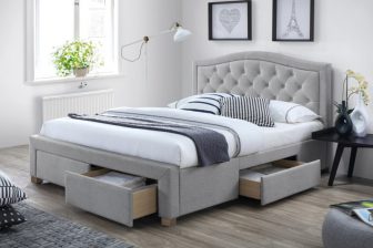 ELECTRA 140 - łóżko tapicerowane z szufladami szare 48