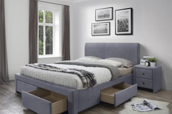 MODENA 3 160 - łóżko tapicerowane z szufladami szare 69
