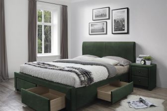 MODENA 3 160 - łóżko tapicerowane z szufladami zielone 70