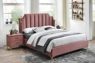 Różowe lub szare łóżko tapicerowane 160x200 MANAKO 117