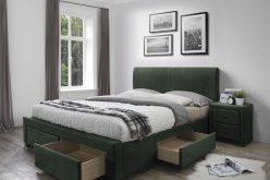 Wielokolorowe łóżko tapicerowane z szufladami MODERO 160 3
