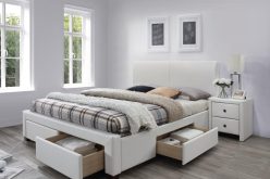 Wielokolorowe łóżko tapicerowane z szufladami MODERO 160 6