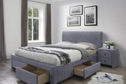 Wielokolorowe łóżko tapicerowane z szufladami MODERO 160 4