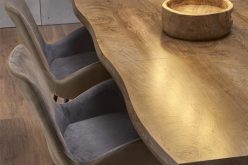 Stół z nieregularnym blatem rozkładany loftowy z metalowymi nogami 8 osobowy DICK 3