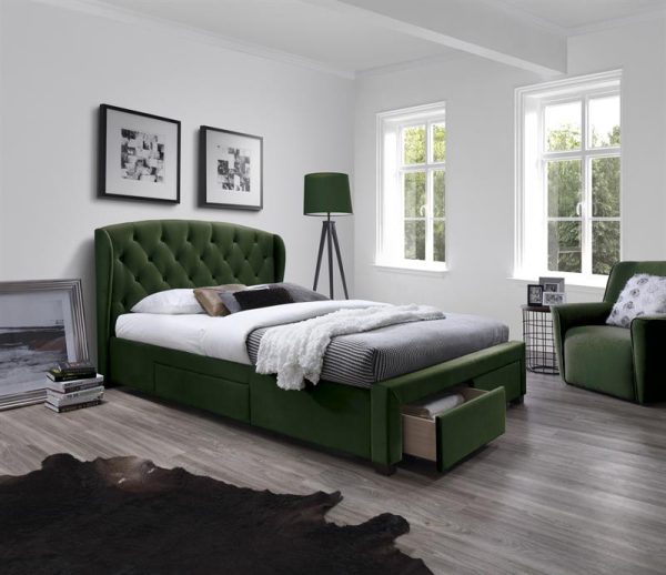 Łóżko glamour 160x200 tapicerowane z szufladami SABRINIA 160 1