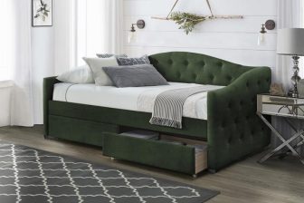 Łóżko pojedyncze 90x200 tapicerowane z szufladami ALOA 101