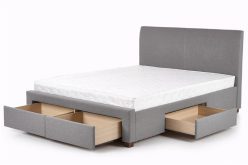 Łóżko z szarej plecionki i z pojemnikami MODERO 140 11