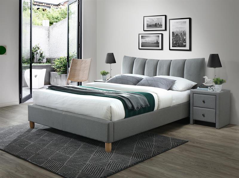 SANDY 160 - łóżko tapicerowane z zagłówkiem szare 2