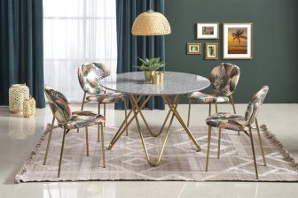 Stół okrągły złoty z blatem marmurowym glamour BONELLO 66