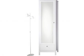 OTTON - wąska biała szafa z lustrem drzwi pojedyncze styl klasyczny 30