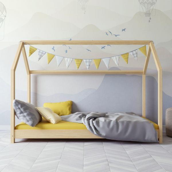 Łóżko łóżeczko dziecięce DOMEK 180x80 w naturalnym drewnianym kolorze 1