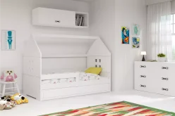 Łóżko dziecięce z szufladą i materacem kilka kolorów DOMEK NEW 160X80 3