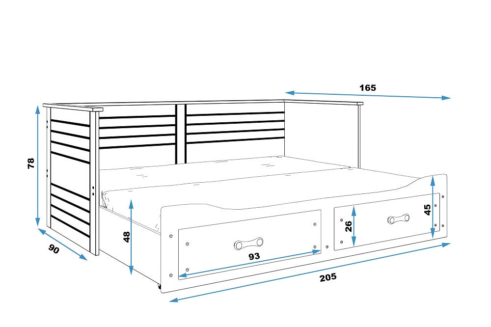 Łóżko rozsuwane dwuosobowe 200x80 z materacem - HEMES 6