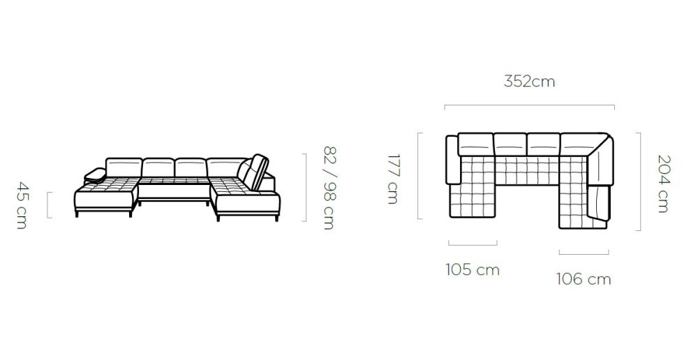 Narożnik FALCO XL - elektryczny narożnik w kształcie u funkcja relax 12