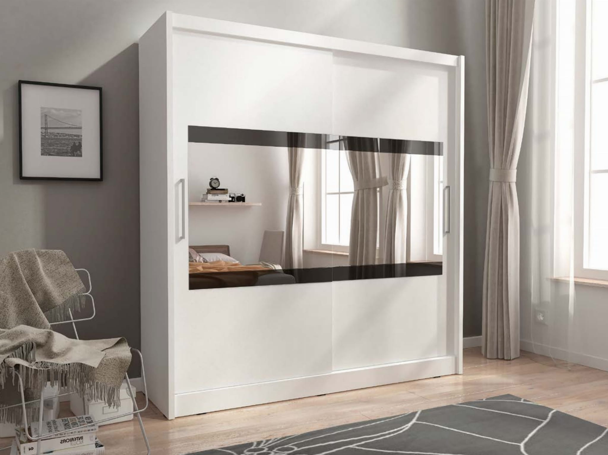 Duże szafy do pokoju 180 cm białe sonoma lub grafit GAJA 4/180 2