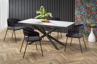 Stół rozkładany loft z marmurowym blatem z czarnymi nogami 200 cm DIESEL 230