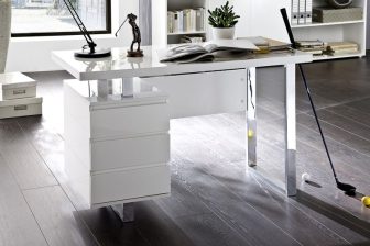 Białe biurko glamour połysk z szufladami SOLO 2 90