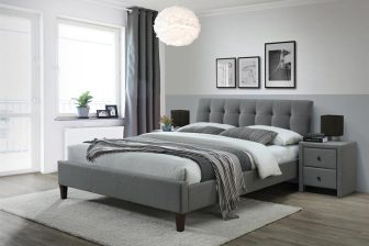 Nowoczesne łóżko z ozdobnym pikowaniem i wysokim zagłówkiem SAMARA II 78