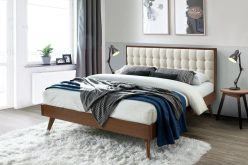 Łóżko drewniane z tapicerowanym zagłówkiem SOLOMO 160 3