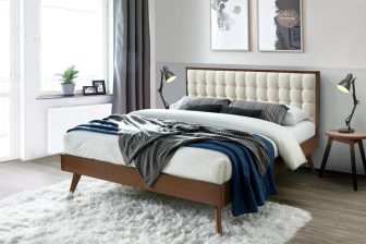 Łóżko drewniane z tapicerowanym zagłówkiem SOLOMO 160 70