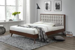 Łóżko drewniane z tapicerowanym zagłówkiem SOLOMO 160 4