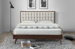 Łóżko drewniane z tapicerowanym zagłówkiem SOLOMO 160 5