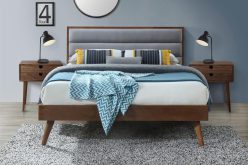 Łóżko z drewna 160x200 z tapicerowanym zagłówkiem ORLANDO 3