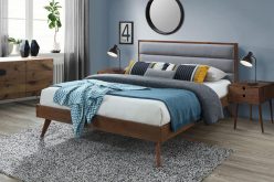 Łóżko z drewna 160x200 z tapicerowanym zagłówkiem ORLANDO 4