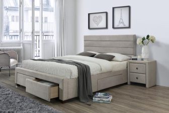 Łóżko z kilkoma szufladami tapicerowane KAYLEON 160 42