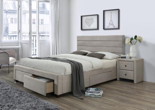 Łóżko z kilkoma szufladami tapicerowane KAYLEON 160 1