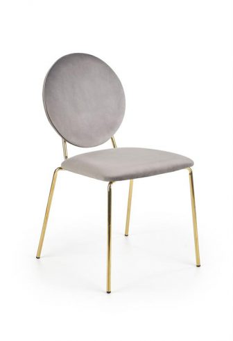 K363 krzesło szare welurowe na złotych nogach 130