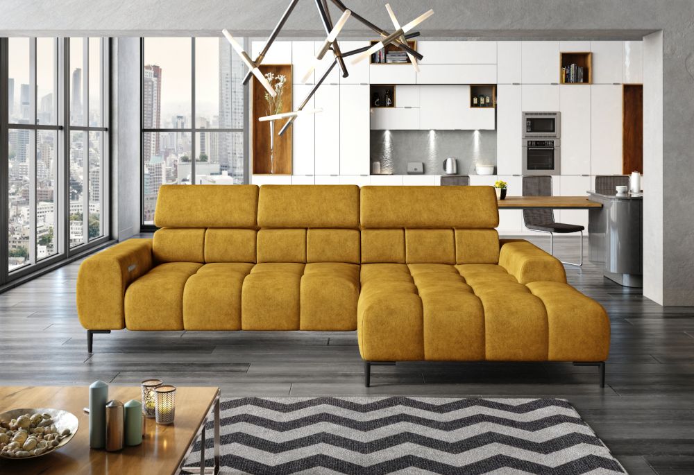 Żółta sofa narożna