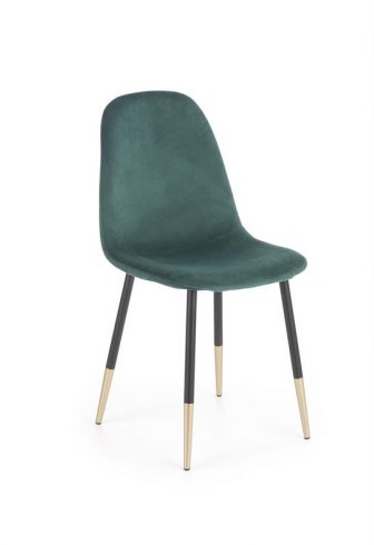 K379 krzesło - welurowe krzesło z wysokim oparciem i złotymi wstawkami - zieleń szare 90