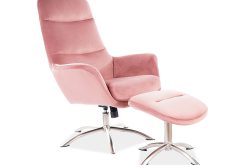 Bardzo wygodny fotel obrotowy z podnóżkiem NIXON - szary lub różowy 4