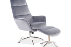 Bardzo wygodny fotel obrotowy z podnóżkiem NIXON - szary lub różowy 3