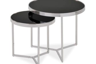Czarny stolik szklany kawowy chrom komplet 2 sztuki DELIA II 179