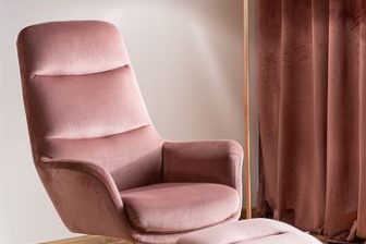 Bardzo wygodny fotel obrotowy z podnóżkiem NIXON - szary lub różowy 111