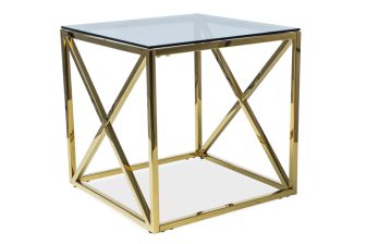 Złoty stolik kawowy szklany glamour szkło dymione ELISE B 186