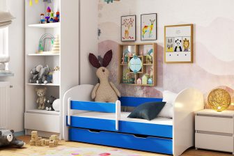 Łóżko dziecięce 140x70 PICO z materacem i szufladą niebieskie 5